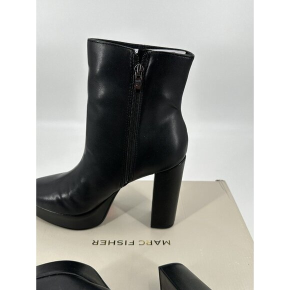 MARC FISHER Rublia 2 Womens Black Platform Bootie Heel Faux Leather Boots 9.5 M - Picture 5 of 10